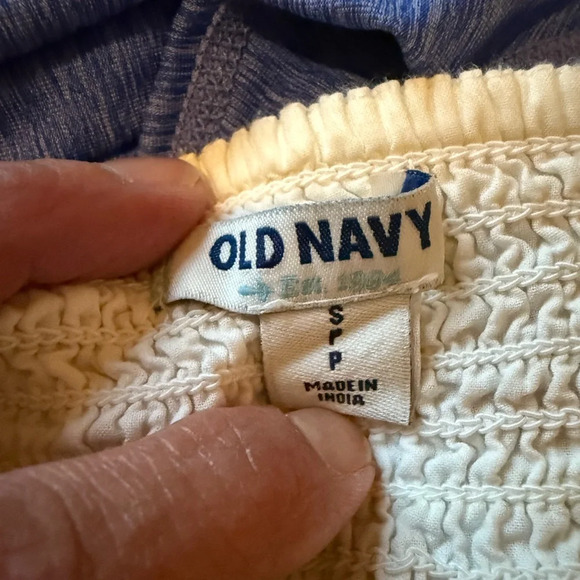 Old Navy Chic Strapless White Dress with Pink and Blue Details and Lined Bottom - Picture 6 of 7